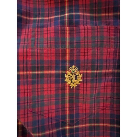 Lauren Ralph Lauren Red Plaid Long Sleeve Button-Down Shirt 100% Cotton Size L - Picture 5 of 7